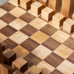 Modern wooden chessboard made from maple and walnut