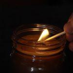 Bees Wax candle made with a wooden wick.