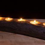Candle holder made from apple wood