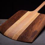 Wooden pizza peel made from scrap wood